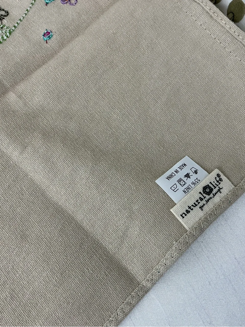 Natural Life Embroidered Linen Hand Towel
